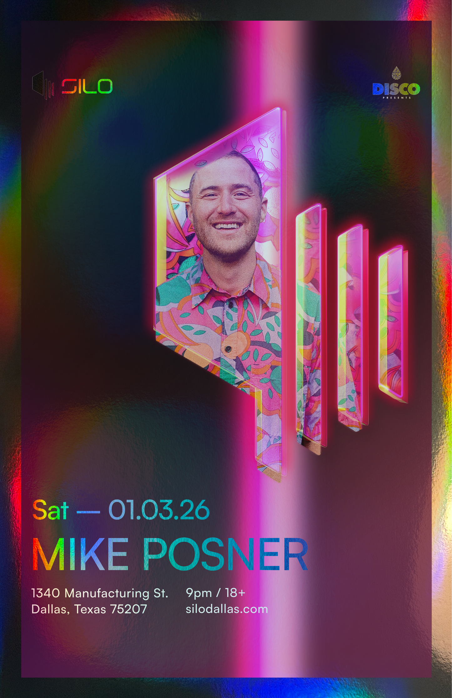 SILO | 1/3/26 | Mike Posner Foil Poster